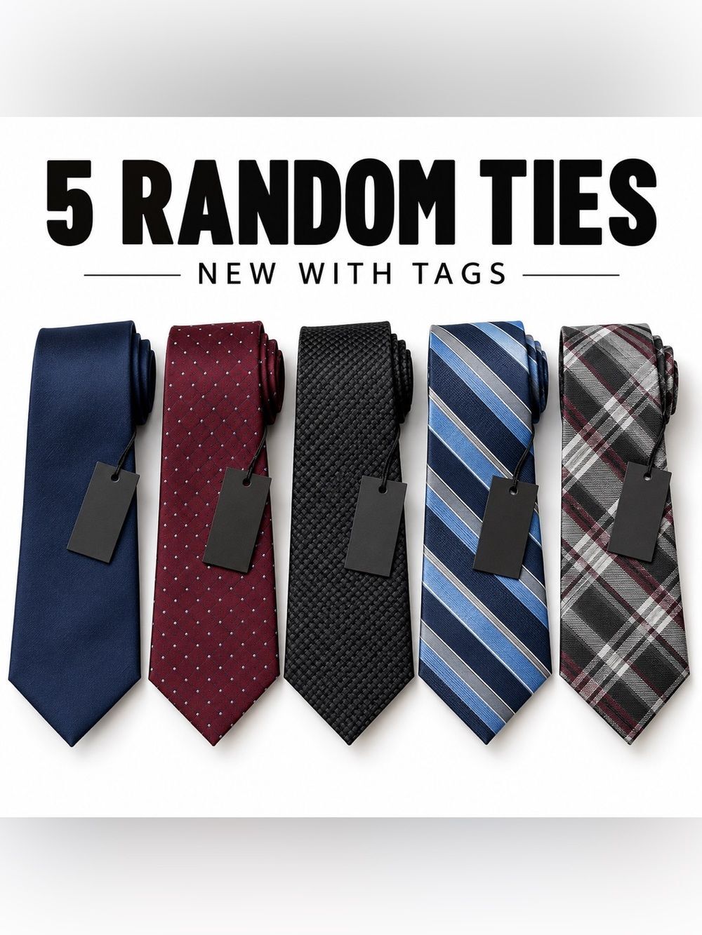 5 Random Ties – New With Tags – Assorted Men’s Neckties